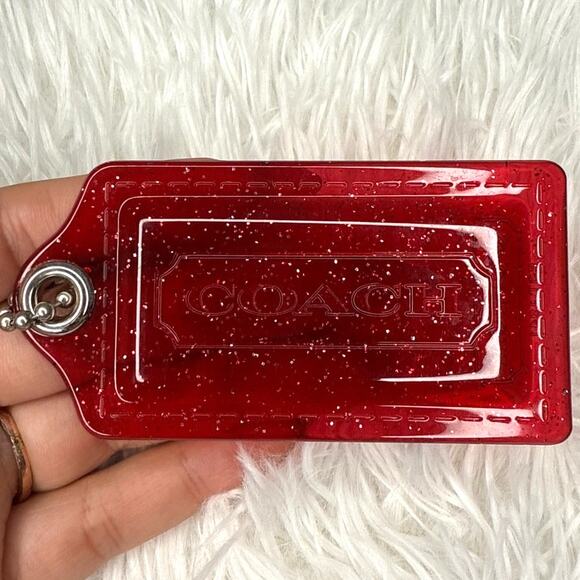 3" COACH Red Poppy Fob Bag Charm Hang tag Hangtag - Picture 1 of 2